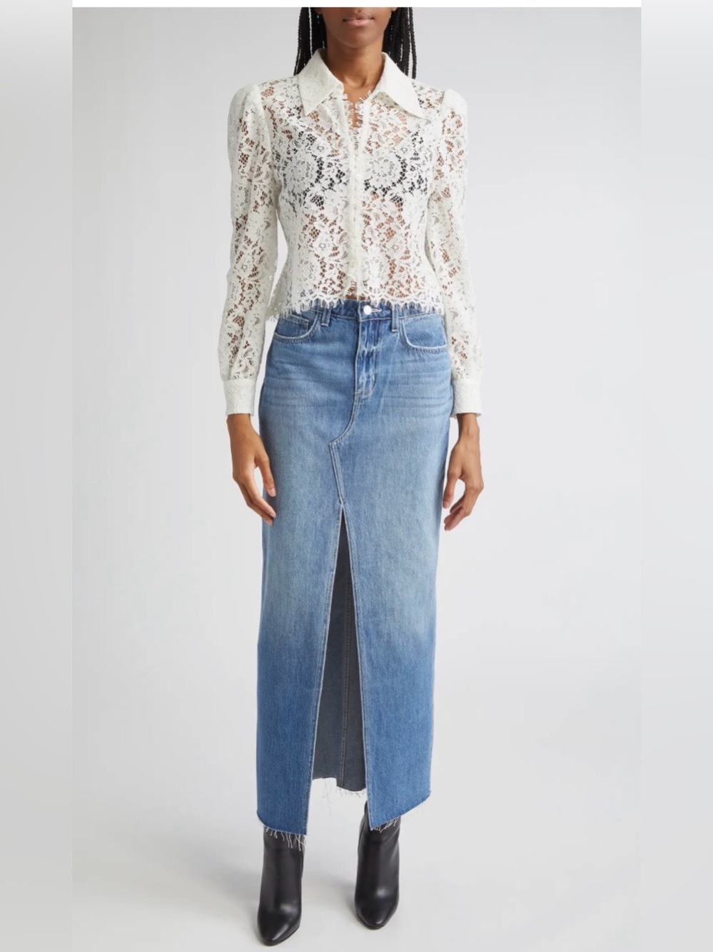 NEW L’AGENCE Rysa Front Slit Denim Maxi Skirt sz 29